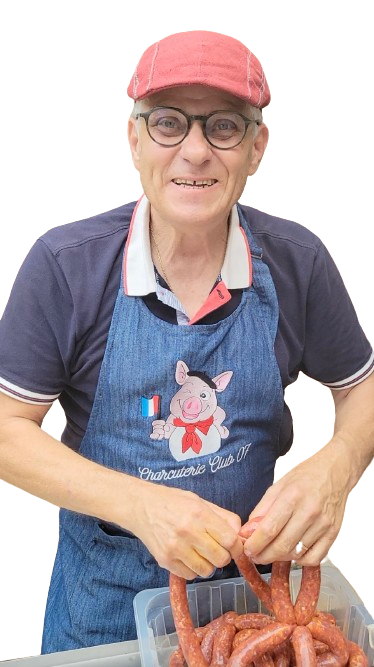 Jérome charcutier qui tresse des merguez